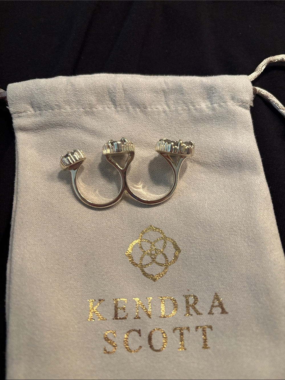 Kendra Scott Gold-Trim Gray Druzy Trio Ring Set - Picture 3 of 5